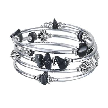 Imagem de FULU AUTUMN Pulseiras com contas para mulheres pulseiras de prata para mulheres bijuteria de fantasia presente moderno, 7IN, Pedra, Sem pedras preciosas