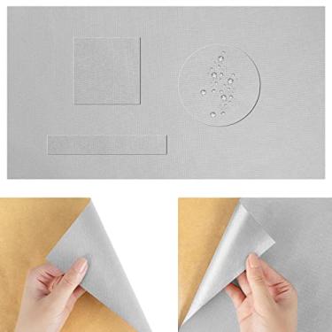 Imagem de Fuprosico Kit de reparo de capa de barco, kit de reparo de lona de 38 x 25 cm para reparar capa de barco, capa de piscina, capa para trailer, capa para barco, capa para churrasco, adesivos resistentes à prova d'água 600D, cinza, 2 peças