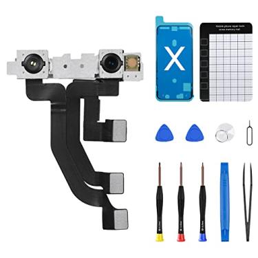 Imagem de DGSCSMY Kit de reparo de substituição para câmera frontal iPhone X 7MP 14.7 cm para iPhone 10 OEM Módulo de lente frontal parte estruturada receptor de luz transmissor conector substitui ferramentas