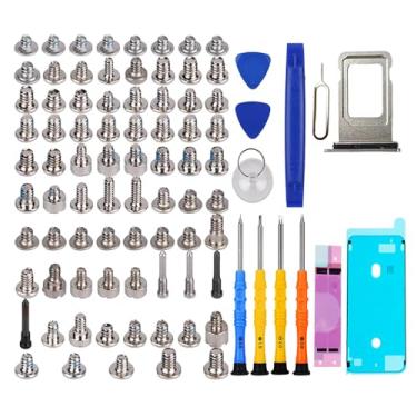 Imagem de DARYCOM Repair Conjunto completo de parafusos 77 peças para iPhone XR kit de ferramentas de reparo de 6,1 polegadas, 4 chaves de fenda, mapa de localização, 3 abridores de ferramentas, 1 adesivo de