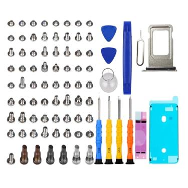Imagem de Darycom Repair Conjunto completo de parafusos 72 peças para iPhone 8 kit de ferramentas de reparo de 4,7 polegadas, 4 chaves de fenda, mapa de localização, 3 abridores de ferramentas, 1 adesivo de
