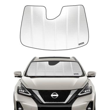 Imagem de Pigenius Para-brisa para Nissan Murano 2019-2024 com opção de câmera de espelho retrovisor. Película de alumínio refletiva de atualização 2024 para proteção interna máxima