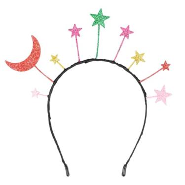 Imagem de LNQ LUNIQI Tiara de lua estrela para festa de aniversário, argola de cabelo com glitter, acessório de cabelo moderno, coroa de princesa, para festa de aniversário, fantasia de cosplay (colorido 01)