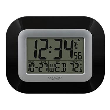 Imagem de Relógio de parede digital atômico La Crosse Technology com temperatura interna, preto, 21 cm (WT-8005U-B-INT WT-8005U-B)