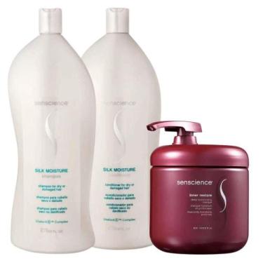 Imagem de Senscience Silk Moisture Shampoo + Condicionador 1L + Inner Hidratação