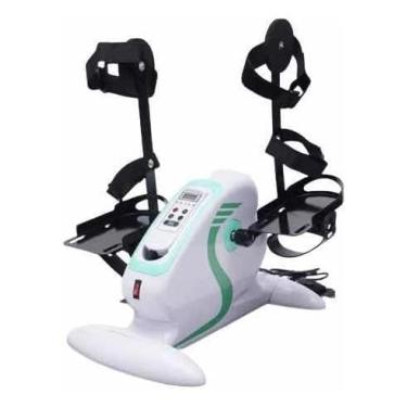 Imagem de Mini Bicicleta Elétrica 110V para Fisioterapia Portátil – Exercitador de Pernas e Braços com Tela LCD e Controle de Intensidade – Branco