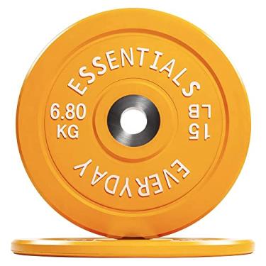 Imagem de BalanceFrom Placa de peso para para-choque olímpico codificada por cores Everyday Essentials com cubo de aço, par