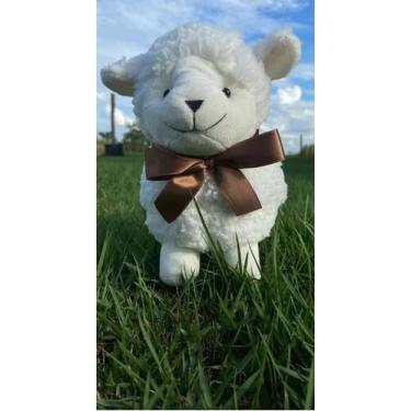 Imagem de Ovelha De Pelúcia De Laço Macia Fofinha 22 Cm (Laço Marrom)