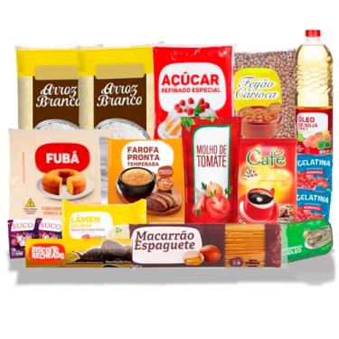 Imagem de Super Cesta Básica Completa Alimentos Essenciais - 17 Itens