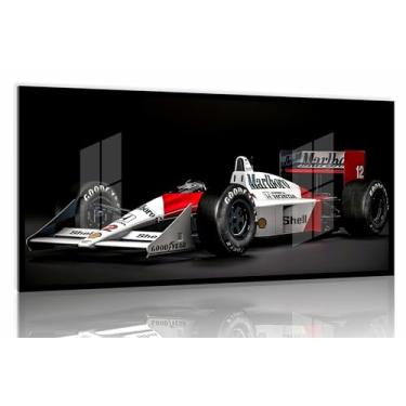Imagem de Genérico Quadro Decorativo Carro F1 Honda Marlboro Corrida 130x60 cm Ilustrado com Moldura Preta 2x2 cm para Sala, Escritório, Quarto e Área de Lazer