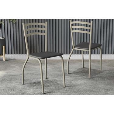 Imagem de Cadeira Sala de Jantar Portugal 2C007NK Aço Kit 2 Uni Niquel/Preto 110 - Kappesberg