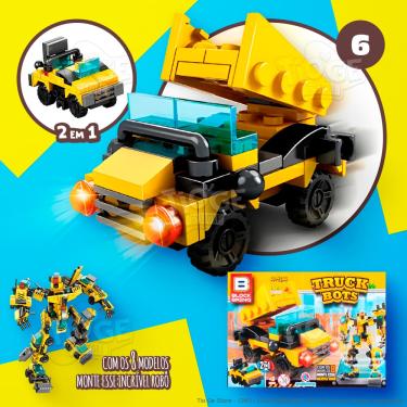 Imagem de Blocos de Montar e Desmontar (Nº 6) Caminhão Caçamba 2 em 1 Robô Transformers Truck Bots Block Brinq 48 Peças