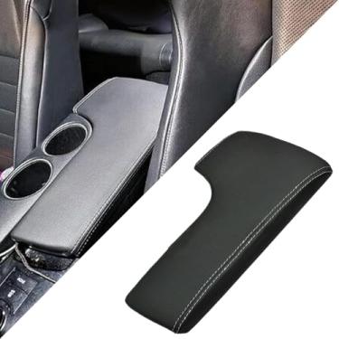 Imagem de SecosAutoparts Tampa de console de couro compatível com Lexus IS250 IS350 2014 2015 2016 2017 fio branco de couro preto