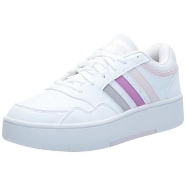 Imagem de adidas Hoops 3.0 Bold Basketball Tênis feminino, Branco/Roxo Preamado/Quase Rosa, 39