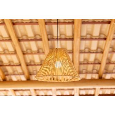 Imagem de Lustre Pendente Moderno Luminaria Rustica Palha De Milho 35cm