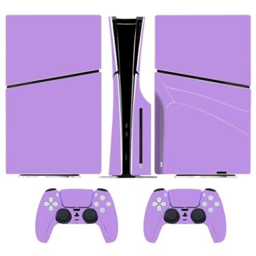 Imagem de Adesivo de película para console de disco fino PS5 capa de decalque de vinil protetor para PS5 Slim Controller (Roxo)