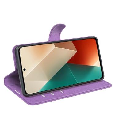 Imagem de Kezaizhe Capa flip para Xiaomi Redmi Note 13 Pro 5G carteira de couro PU capa protetora magnética para celular Xiaomi Poco X6 Neo Folio Book Cover com suporte (roxa)
