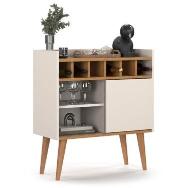 Imagem de Aparador Retro Florença Adega Com Porta Nicho Prateleira Pés Madeira - Quality Móveis (OffWhite/Nature)