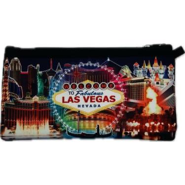 Imagem de Bolsa clutch projetada em Las Vegas - Las Vegas Strip - $100 Las Vegas, Preto, Marco - Azul