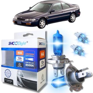 Imagem de Kit par lâmpadas super branca conector h4 8500k shocklight + par leds 