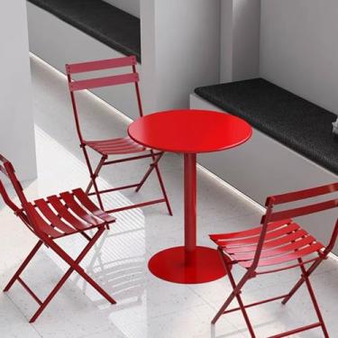 Imagem de Mesa de coquetel de bistrô para festas, mesa alta de jantar circular de pub, mesa alta de 40/48/60/70 cm com base de metal, fácil de mover