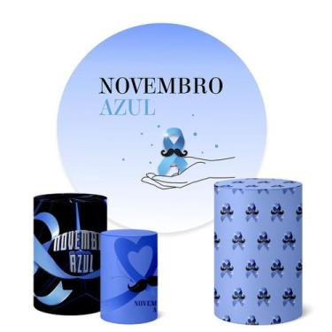 Imagem de Trio Capas Cilindro + Painel Redondo 1,50m Novembro Azul - Fadrix, K1N