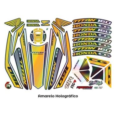 Imagem de Kit Adesivos Completo Cg Titan 160 23-24 Holográfico Amarel - Resitank
