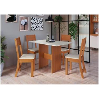 Imagem de Mesa de Jantar 4 Cadeiras Retangular Freijo e Off White Indekes Luiza,