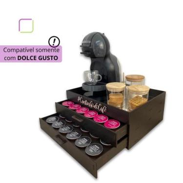 Imagem de Bandeja Decorativa Espelhada Marrom 2 Gavetas Porta 48 Capsulas Dolce 