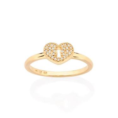 Imagem de Anel banhado ouro 3x 24k 18k e 22k feminino rommanel fino skinny coraç