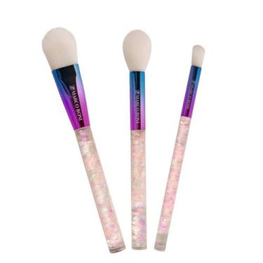 Imagem de Kit 3 Pincéis De Maquiagem P/ Base, Pó E Sombra Marco Boni, Rosa