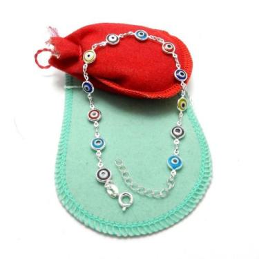 Imagem de Pulseira Feminina 19/24cm Olho Grego Folheado Prata PL507 - WNBIJOUTER