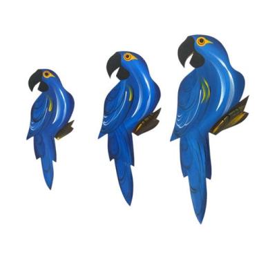 Imagem de Trio De Arara M Decoração Kit Quadro Mdf Para Varanda Jardim Sacada Si