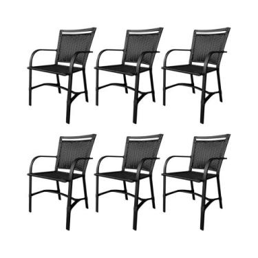 Imagem de Kit 6 Cadeiras Betta Em Alumínio Área Externa Marrom - FRANFER