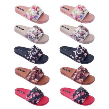 Imagem de Kit 10 Chinelos Sandálias Beach Slide Laço Pano Atacado K16 - FABRICAT