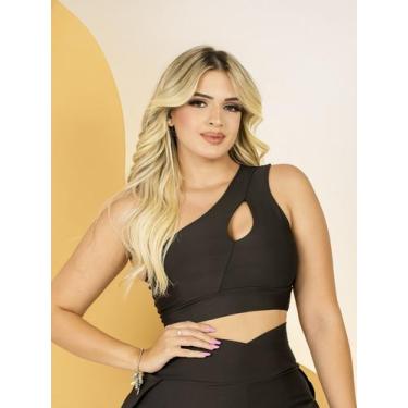 Imagem de Top Cropped Fitness Feminino Tranversal Academia Treino Musculação Gin