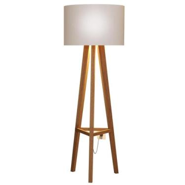 Imagem de Luminária De Chão Tripé Celta Com Cúpula Abajur Off White/Nature - JLA