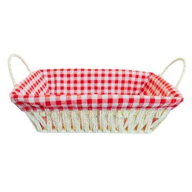 Imagem de Cesta Retangular Para Pães 27x20cm Metal com Tecido Xadrez Sortido Fib