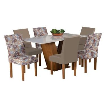 Imagem de Kit 6 Capas de Cadeira de Jantar mista esmtampada Luxo Decoração Elega
