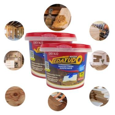 Imagem de Kit 2 Massas Para Madeira Calafetar Reparo Correção 400g Dryko, Imbuia