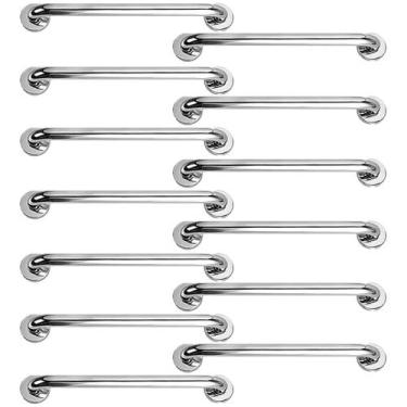 Imagem de Barra Alça Apoio 50cm Aço Inox Kit 13 Uni Segurança Idoso Gestante Cad