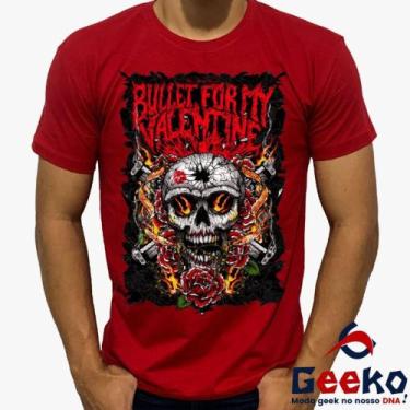 Imagem de Camiseta Bullet for My Valentine 100% Algodão Rock Geeko, Vermelho gol