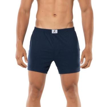 Imagem de Cueca samba canção 100% algodão com abertura frontal Keeper, Marinho, 