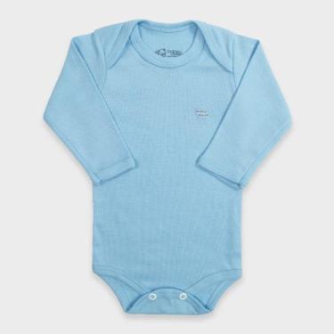 Imagem de Body Bebê Manga Longa em Malha Lisa - Baby Duck, G, Azul