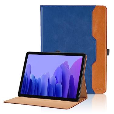 Imagem de Capa para Samsung Galaxy Tab A7 de 10,4 polegadas 2020 (SM-T500/T505/T507) - Capa fólio de couro PU com fecho e bolso de mão, capa para tablet inteligente despertar/hibernar automático, azul