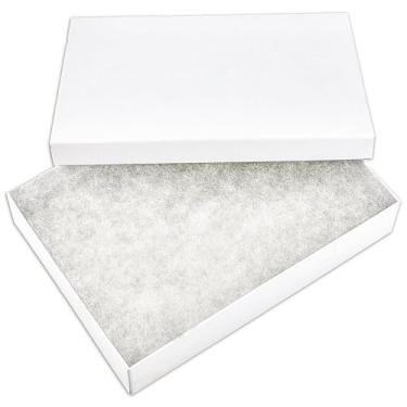 Imagem de TheDisplayGuys – Pacote com 25 caixas de presente de papelão Kraft #53 com enchimento e tampa de algodão – branco fosco – (13,7 cm x 9,9 cm x 2,5 cm)