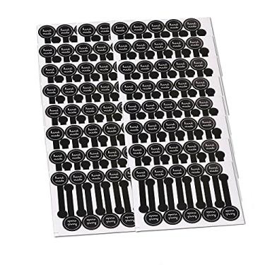 Imagem de 200 peças feitas à mão com design de pirulito preto estilo longo feito à mão embalagem de bolo adesivo de selo para produtos faça você mesmo etiqueta de papelaria para presentes 10 x 3 cm (preto)