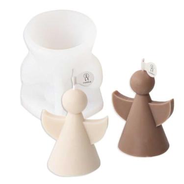 Imagem de Tone Fun Moldes minimalistas de silicone em forma de anjo pequeno para fazer velas, resina, velas de aromaterapia, sabonete de cera artesanal, decoração de casa, artesanato