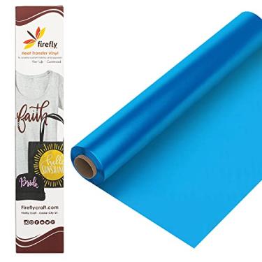 Imagem de (1.5m Roll, Blue) - Firefly Craft Regular Blue Heat Transfer Vinyl Blue HTV Vinyl Blue Iron On Vinyl for Cricut and Silhouette 1.5m by 12.25 Roll Heat Press Vinyl for Shirts