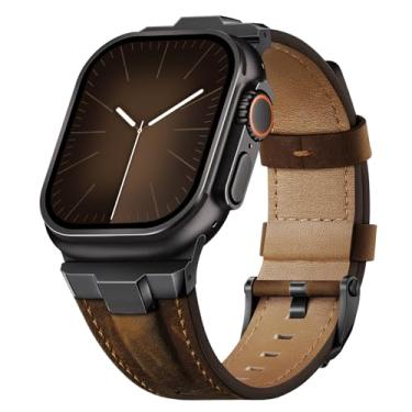 Imagem de Suitisbest Pulseiras de couro compatível com Apple Watch Ultra de 49 mm, 45 mm, 44 mm e 42 mm, pulseira de substituição para Apple Watch Ultra 9 8 7 6 5 4 3 SE